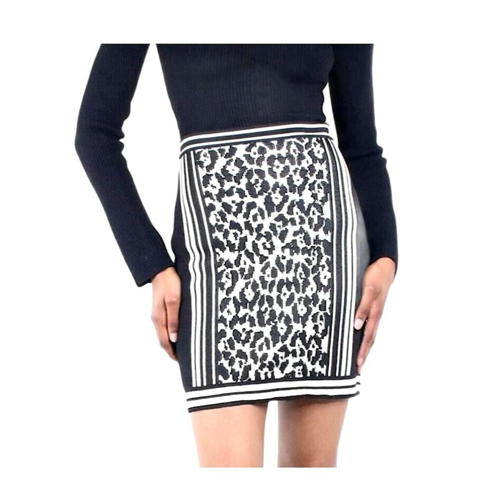 Balmain‎ Jacquard Leopard Print Mini Skirt 36 EU/4 US Viscose Designer NWT Rare